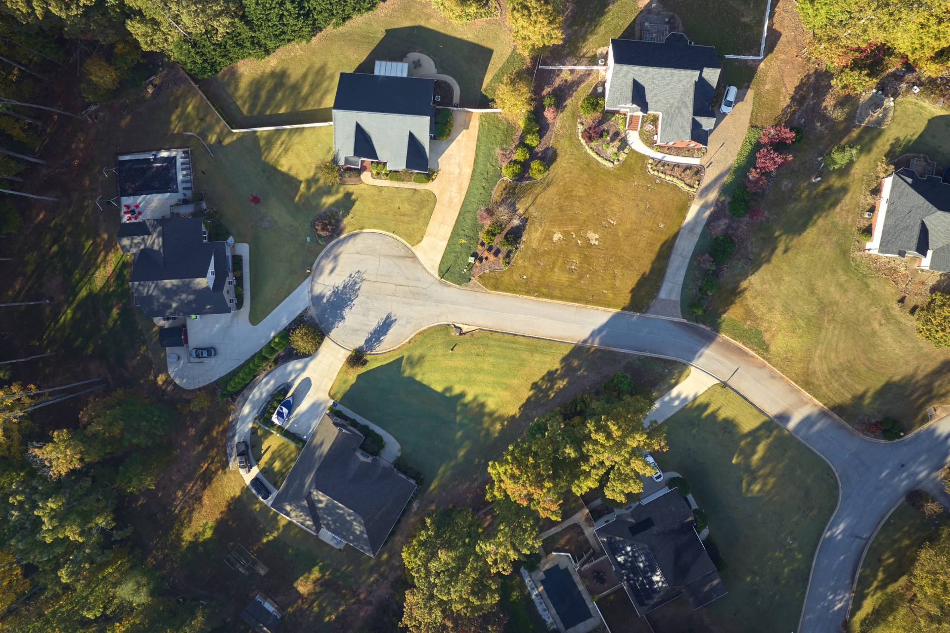 Aerial view of new family houses